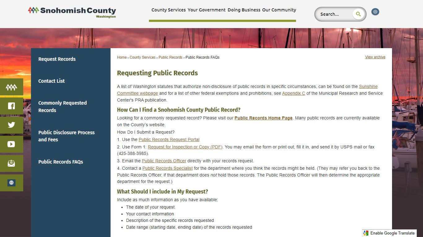 Requesting Public Records - Snohomish County, WA